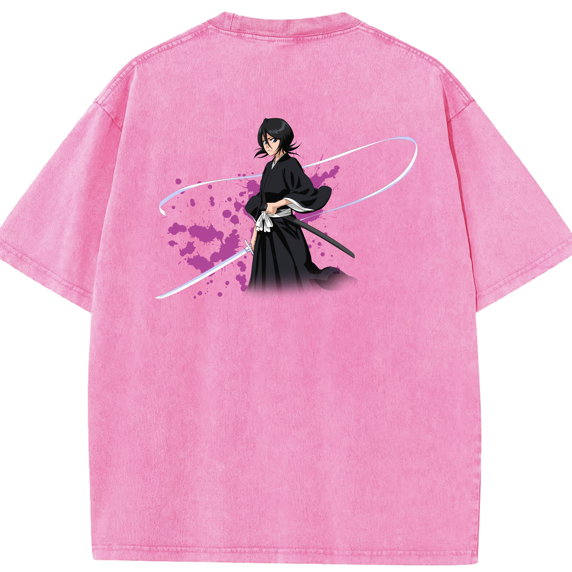 （画像用） ブリーチ 朽木ルキア BLEACH Kuchiki Rukia 綿100% ヴィンテージ風 半袖Tシャツ（背面プリント）